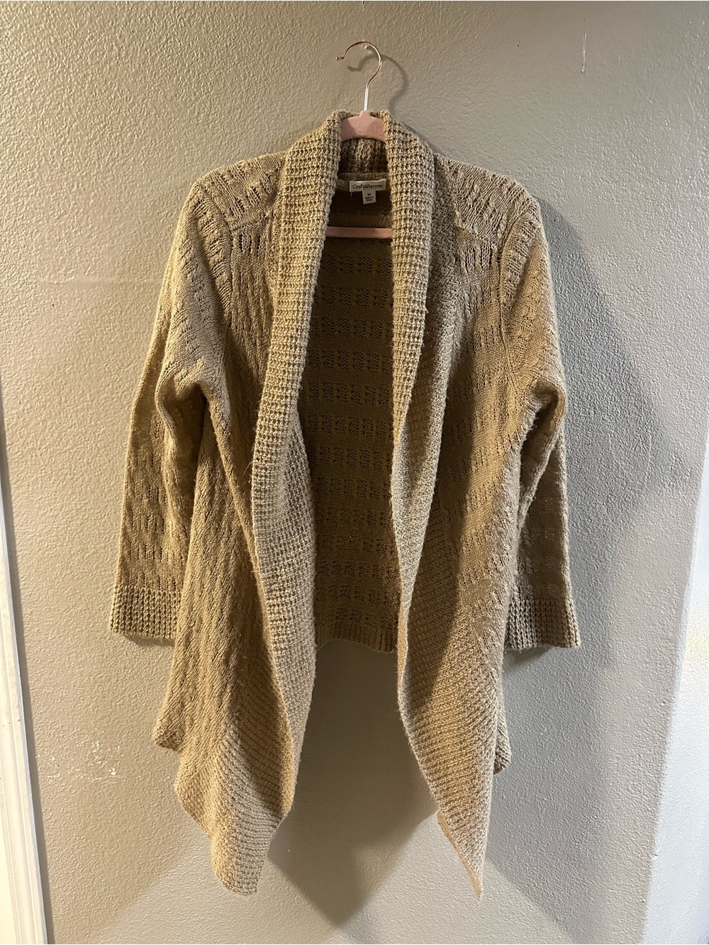 croft & barrow Beige Open-Front Shawl Collar Cardigan